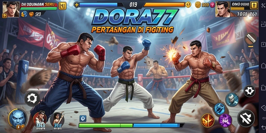 Tampilan gameplay DORA77 dengan pertarungan yang seru.