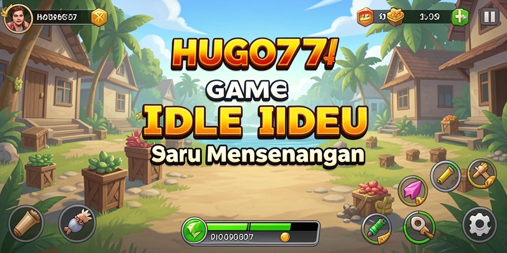 Screenshot utama HUGO77 menampilkan karakter dalam gameplay Idle yang seru.