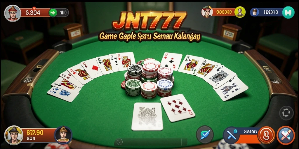 Screenshot utama JNT777 menampilkan gameplay Gaple yang seru dan interaktif.