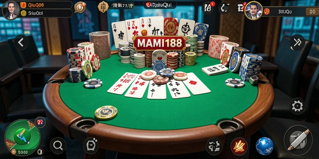 Visual gameplay seru dalam MAMI188 yang menunjukkan aksi QiuQiu.
