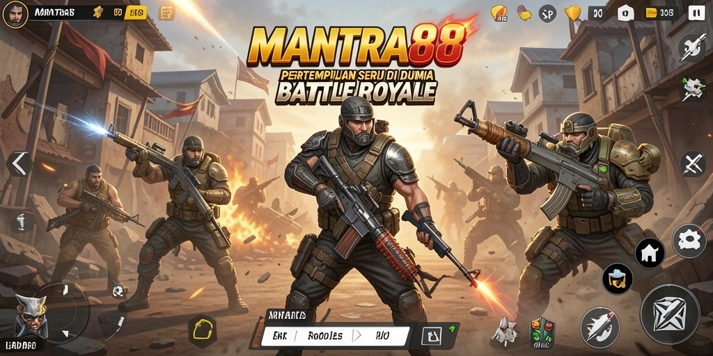 Tangkapan layar gameplay seru dari MANTRA88 dalam pertempuran Battle Royale.