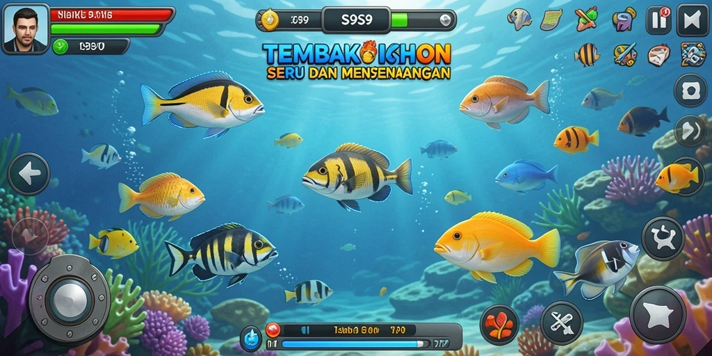 Tangkapan layar gameplay S9S9 yang penuh aksi tembak ikan.